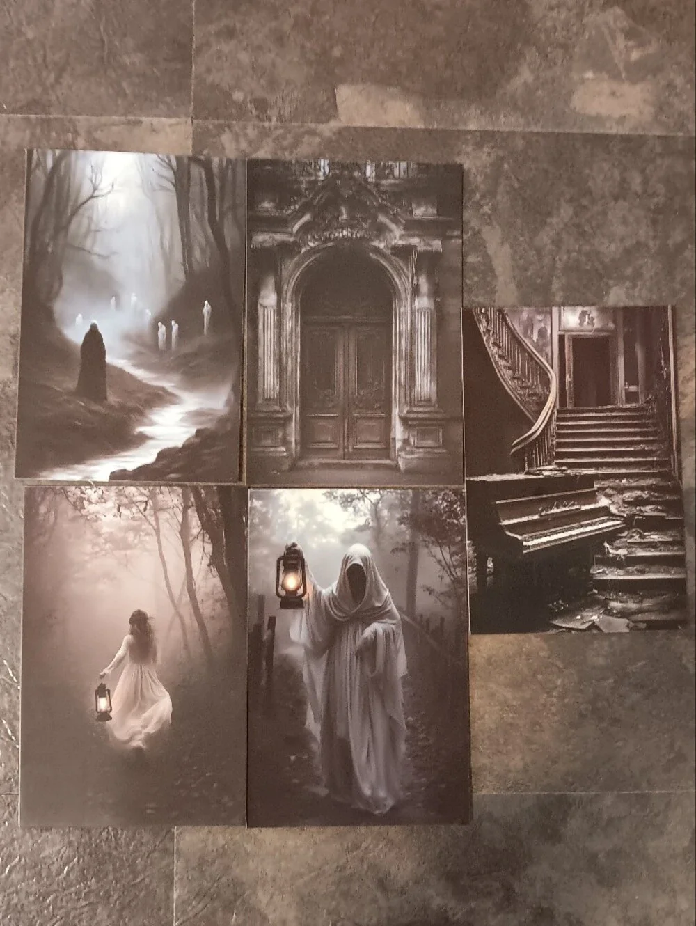 Dark Gothic Postcard Set Of 5, Academia Art Print Correspondence Notes 4x6
